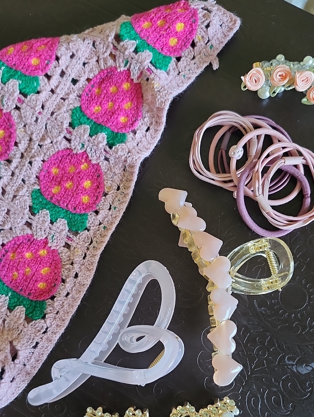 Handmade Crochet Strawberry Headband - Pink